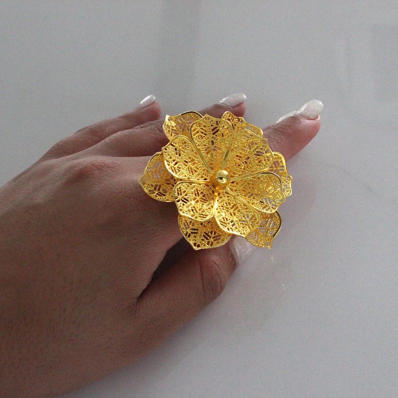 Iraq Gold Rings Sudanese African 24K Gold Plated Ring | Arabic Flower Iraqi Lira Dubai ...