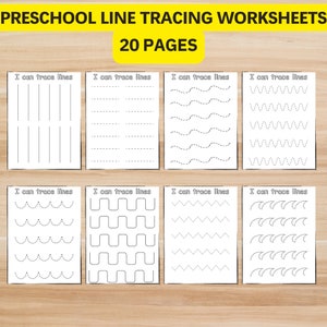 Preschool Line Tracing Worksheets, Lines Trace Pages Printable, Homeschool busy book, Kindergarten Curriculum Learning, Pre Handwriting