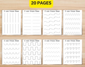 Preschool Line Tracing Worksheets, Lines Trace Pages Printable, Homeschool busy book, Kindergarten Curriculum Learning, Pre Handwriting