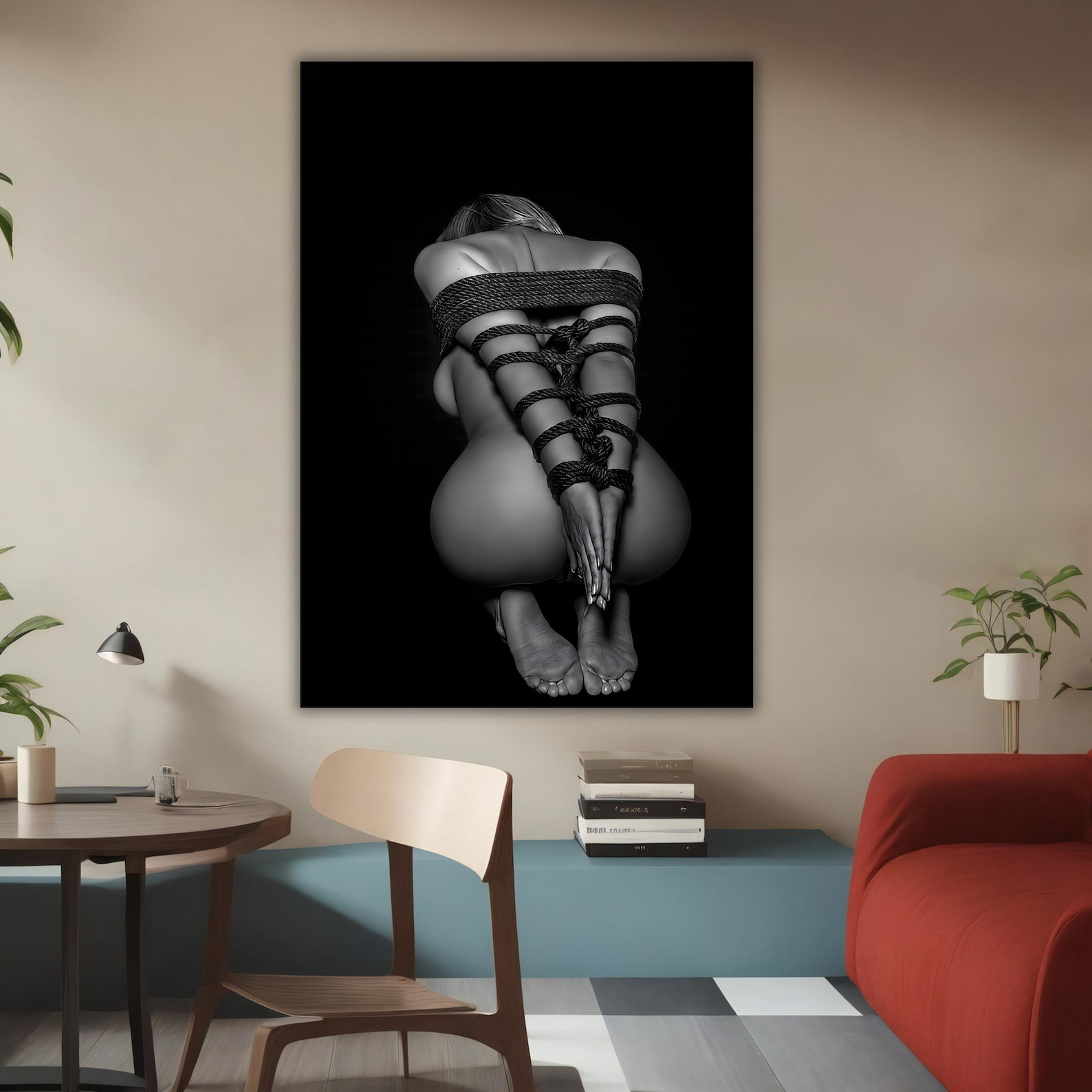Erotic Canvas Print, Shibari Art, Bedroom Wall Decor, Kinky Intimate Art, Nude Wall Print, BDSM Wall Art, Sexy Canvas Gift image 2