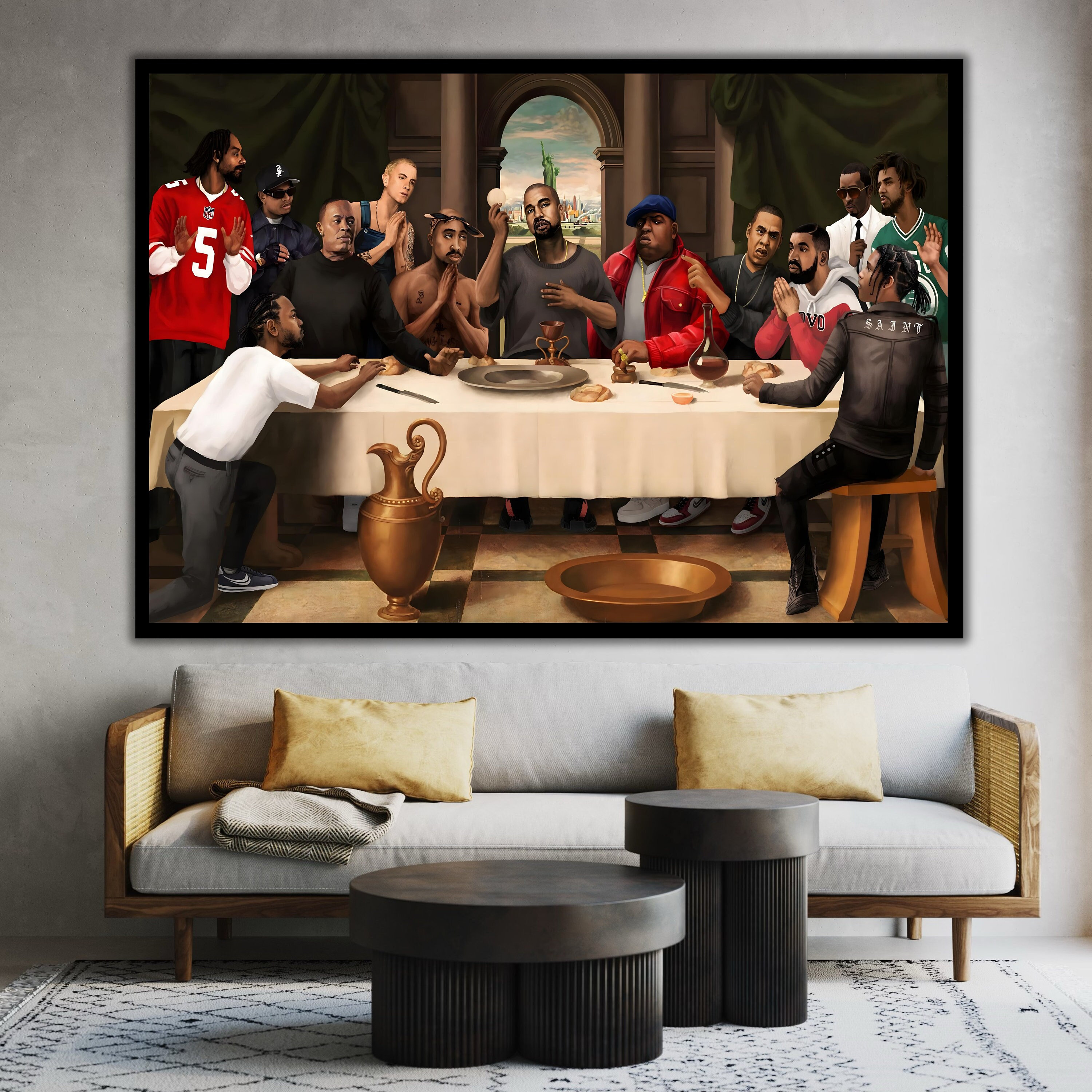 Last Supper Rappers With Names Last Supper Best Rappers Canvas Wall Art, Hip-hop Poster, Legend Print ...
