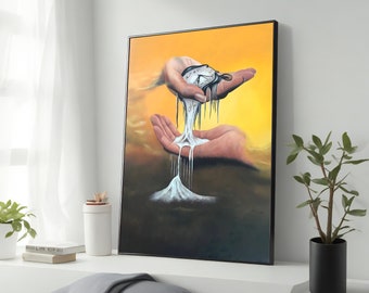 Surreal Melting Clock Canvas Print, Salvador Dali Clock Art Print, Ready To Hang Artwork, Iconic Wall Decor, Housewarming Gift, Famous Art