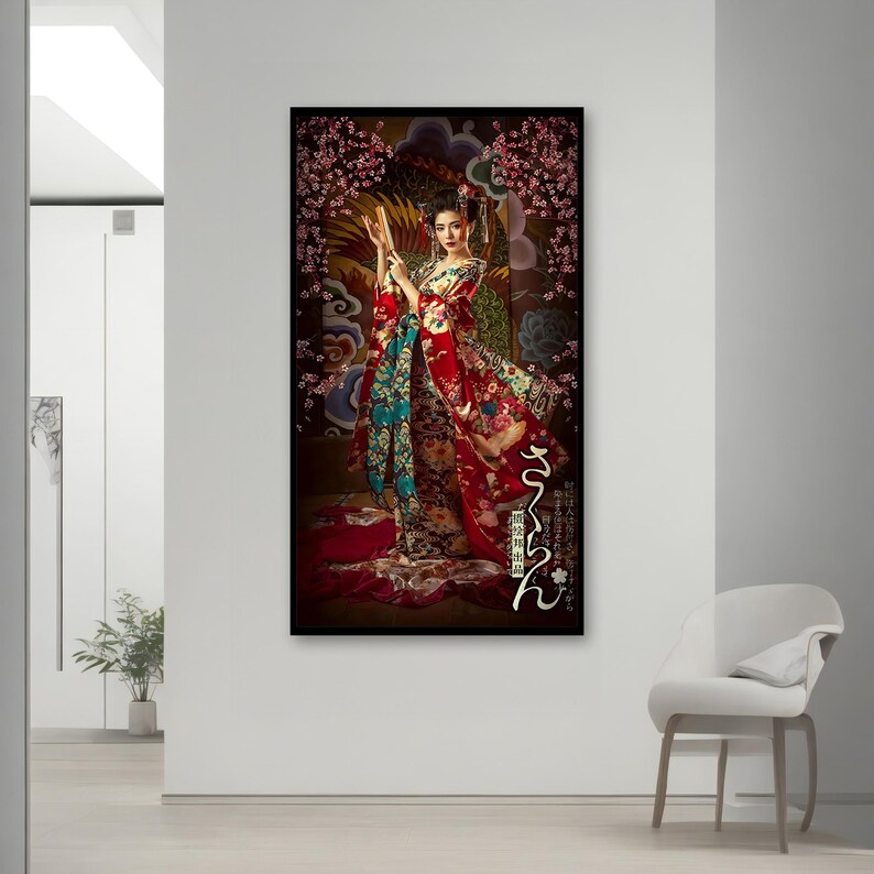 Geisha in Kimono Canvas Painting Traditional Japanese Wall Decor