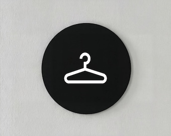 Modern minimalist acrylic black and white walk-in closet signage: enhance your room and office décor with its circular design.