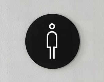 Modern 3D Acrylic Men's Restroom Sign – Black & White Circular Plaque with Floating Effect, Weather Resistant for Office  Home