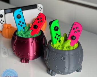 3D Printed Halloween Cauldron Joy-Con Holder | Spooky Gaming Decor