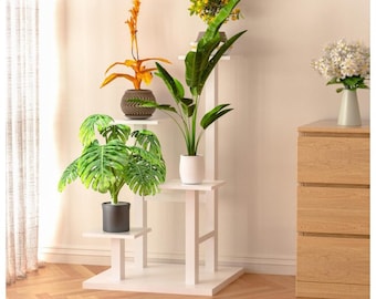 Handgefertigter Blumenständer für Pflanzen für drinnen und draußen | Eck Blumenbank | Moderne Blumenbank | Blumenhocker | Geschenk für Pflanzenliebhaber