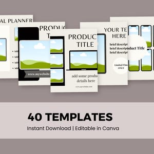 Canva Editable Etsy Listing Mockup Bundle, Downloadable Digital Product Mockup Template, 40 Pages