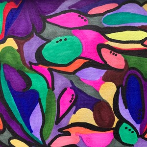 Original drawing handmade drawing abstract art 5”x7” on watercolor paper done with alcohol markers