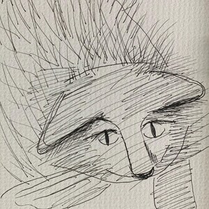 私の猫のオリジナル手描きイラスト（黒インク、5インチ×7インチ、水彩カード用紙）