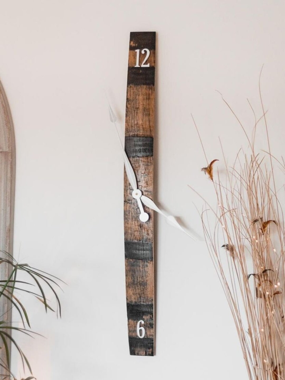 Stave Clock Rustic Charm Unveiled: Reclaimed Oak Whiskey Barrel Stave Clock - Etsy