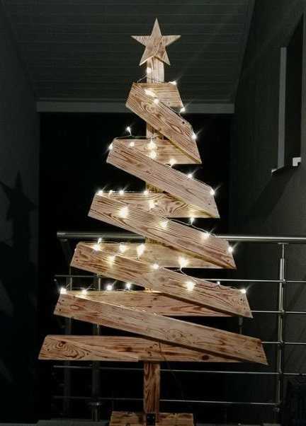 Rustic Cross Slat Designed Christmas Tree With LED Lights - Etsy
