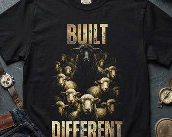 T-shirt noir Sheep Leader, T-shirt | conception de troupeau sombre cinématographique