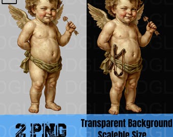 Cupidon espiègle PNG | Clipart Chérubin Anti Saint Valentin | Lance-pierre numérique Cupidon clin d'oeil | art de la Renaissance vintage | Conception drôle de Saint-Valentin