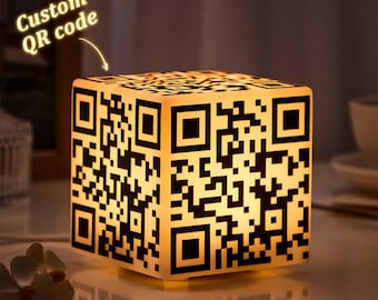 Gepersonaliseerde QR-codenachtlampje: foto-, video- of tekstkubus
