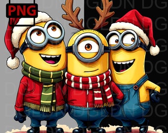 Christmas Minions Clipart: Festive Holiday PNG (Digital Download)