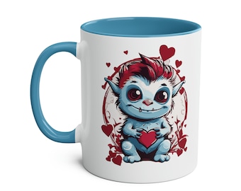 Coffee Mug - LilMonster two-tone mugs, Crafted from 100% ceramic, C-shaped easy-grip handle, Microwave and dishwasher safe