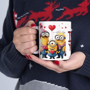 Valentine's Day Minion Coffee Mug, Funny Coffee Cup Gift for Valentine's Day, 11oz, 15oz, Novelty Tea Mug, Cute Cartoon Character
