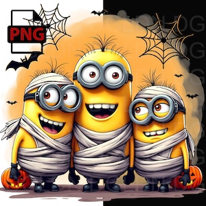 Halloween Minions PNG | Cute Mummy Minions Clipart | Spooky Download | Minions Art | Kids' Halloween Decor | Art Scrapbooking, Sublimation