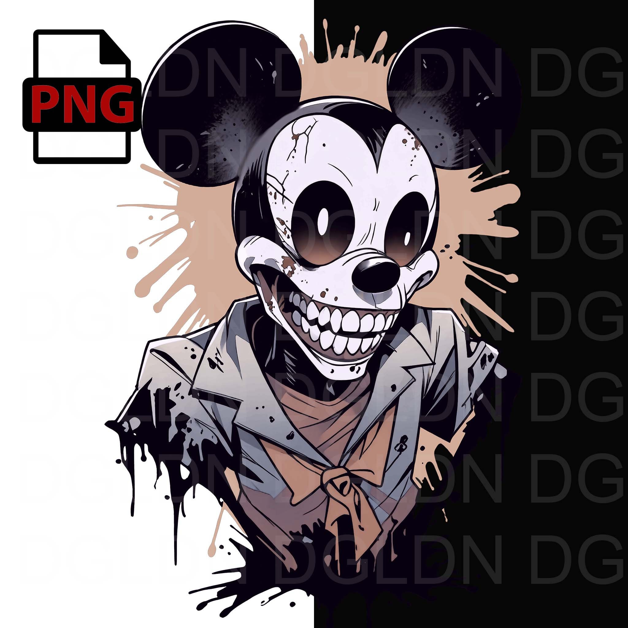 ホラーミッキーマウスPNG：不気味なハロウィーンアート（デジタル