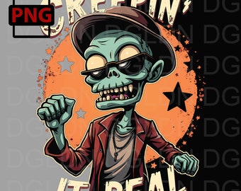 Creepin' It Real Zombie-afbeelding: retro Halloween, png (digitale download)