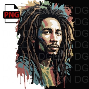 Bob Marley Digitaldruck PNG - Reggae Kunst für Musikfans, coole Grafiken, SwagMerch Bekleidung & T-Shirt Design