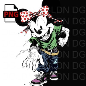 Cool Cartoon Streetwear Character PNG – Digital Download, Hip Hop Graphic for Sublimation, T-Shirts, Hoodies & Crafts