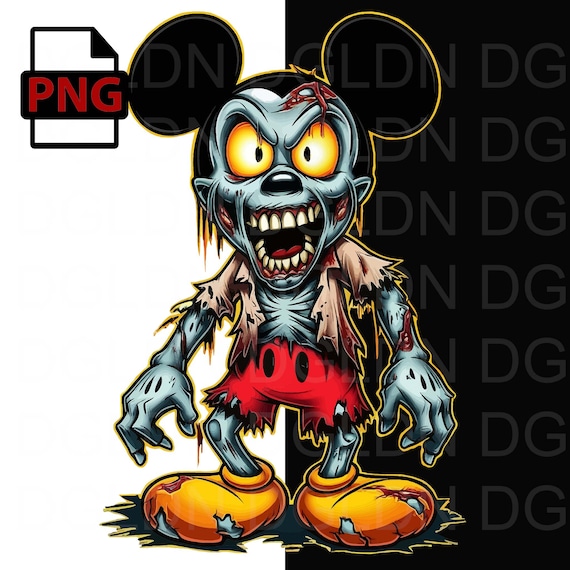Zombie Mickey Mouse PNG: High-resolution Halloween Clipart