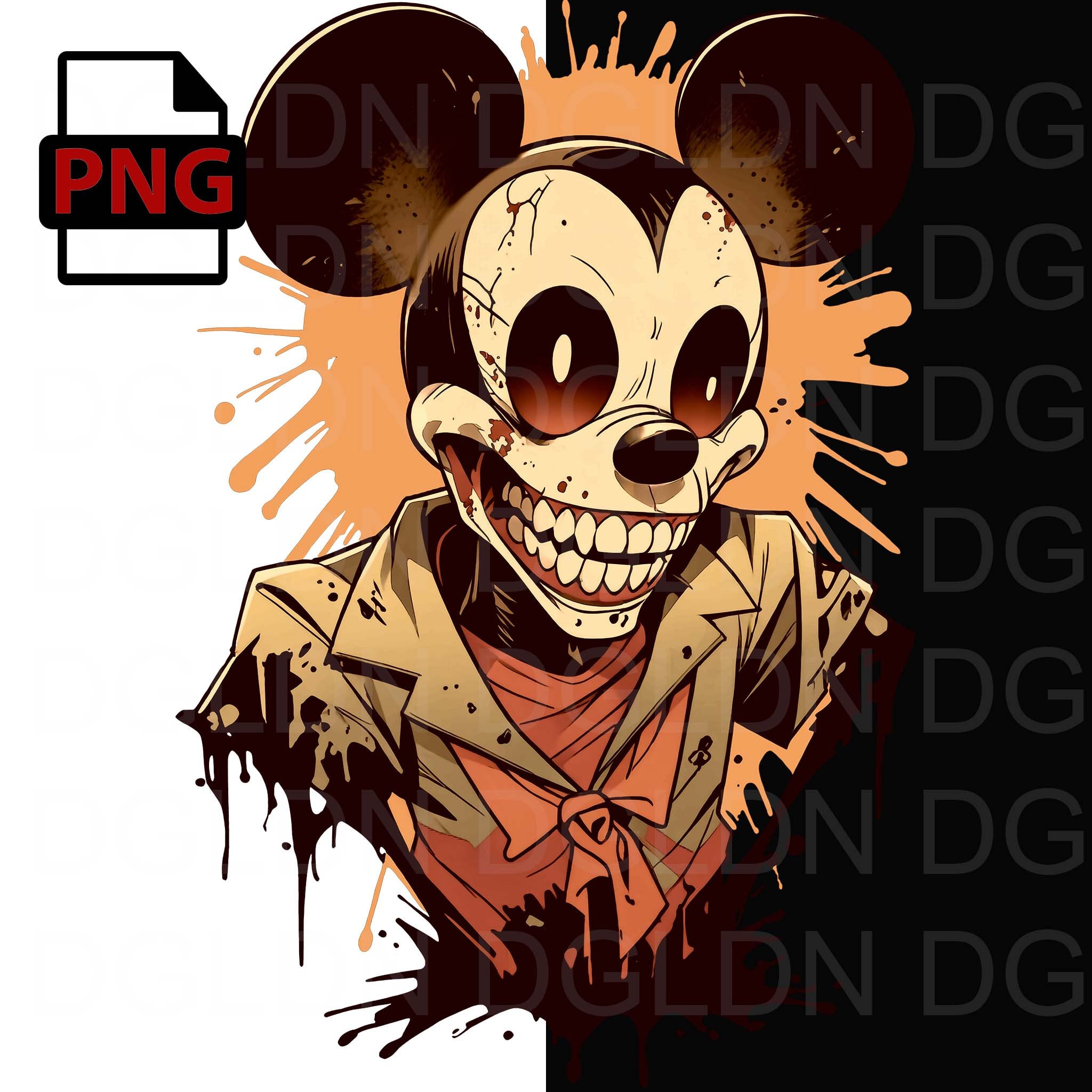 Horror Mickey Mouse PNG: Creepy Halloween Art (digital Download