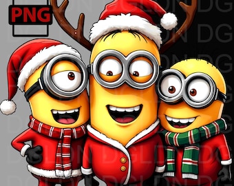 Christmas Minions Clipart: Santa Holiday Cartoon (Digital Download)