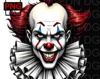 Payaso espeluznante PNG: Arte de terror de alta resolución (descarga digital)