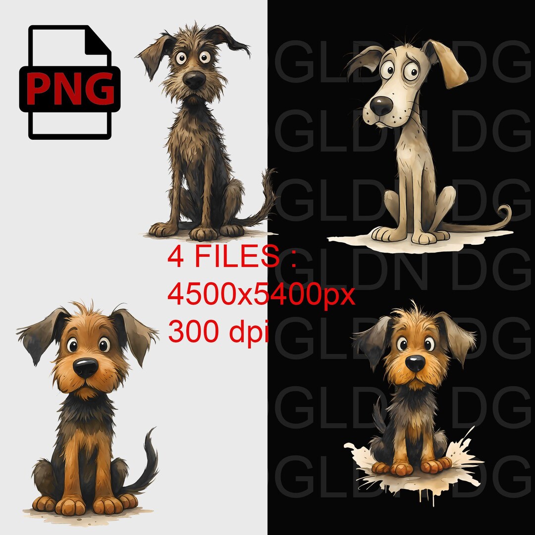 Funny Dog Clipart PNG: Cartoon Puppy Sublimation (digital Download ...