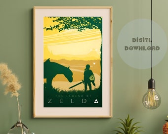 The Legend of Zelda Poster | TLoZ Hyrule Retro Travel Wall Art | The Legend of Zelda Travel Posters | The Legend of Zelda Decor