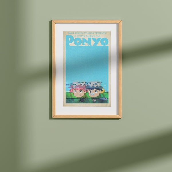 Ponyo Poster, Studio Ghibli Print, Studio Ghibli Poster, Ponyo Print, Wall Art Anime Poster, Hayao Miyazaki Movie, Spirited Away Wall Art