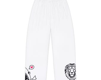Shark Lion Sketch Pajama Pants | Lightweight Polyester Sleepwear