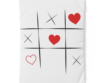 Tic Tac Toe Hearts Duvet Cover | Heart X O Grid Cotton