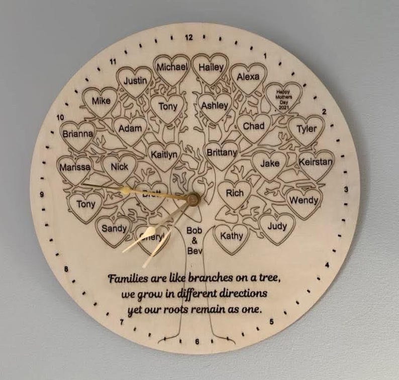 Family Tree Clock Design – SVG Cut File, Personalized Gift (digital ...