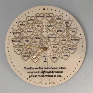 Family Tree SVG Design for Clock, Digital Download Cut File