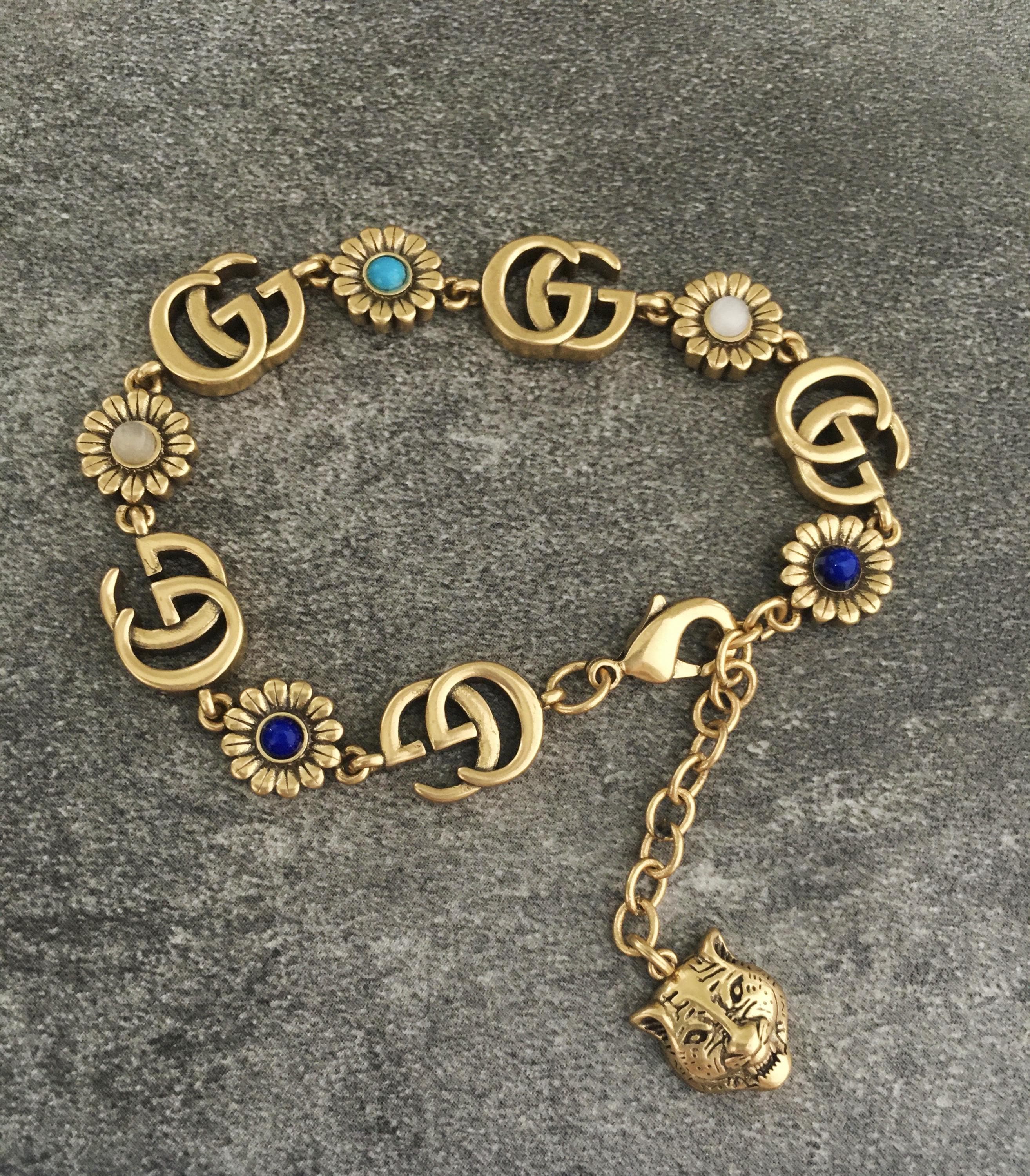 Gold Gucci Charms For Bracelets Vintage VTG GG Gucci 18K Plated