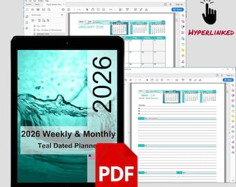 2026 PDF Digital Weekly Dated Hyperlinked Planner | Amazon Scribe, Remarkable, Boox Air, Windows Surface, iPad, and Samsung Galaxy Android
