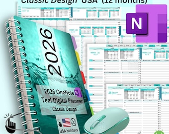 Dated Hyperlinked 2026 Digital OneNote Planner – Compatible with Windows, Surface Pro, iPad (iOS), Mac, Samsung Galaxy, and Android Devices