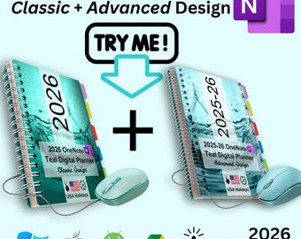 2026 OneNote Trial Planner – 2-in-1 Classic, Advanced Design, Hyperlinked for Microsoft Windows, Surface, iOS iPad, Samsung Galaxy, Android