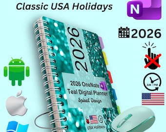 Dated 2026 Digital Cloud-Based OneNote Planner – Compatible with Microsoft Windows, Surface Pro, Mac, iPad, Samsung Galaxy, and Android