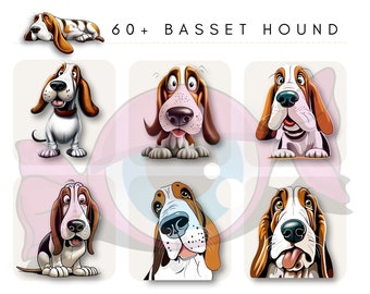 Quirky Basset Hound | Whimsical Basset Clip art | Kawaii Basset Dog | Cute quirky Basset png | Funny Basset | Basset Hound PNG illistration