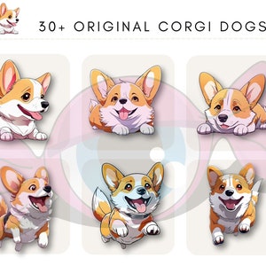 Quirky Corgi / Whimsical Corgi Clip art / Kawaii Corgi Dog / Lindo peculiar Corgi png / Corgi divertido / Corgi Perro PNG ilustración