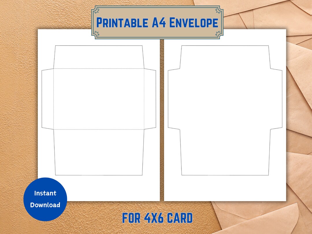 Printable Envelope for 4x6 Card, A4 Envelope Etsy