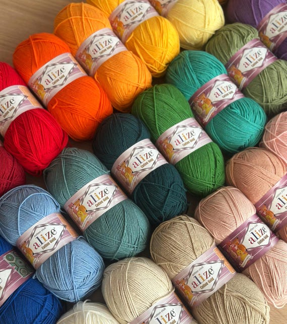 Alize Cotton Gold Yarn, Soft Cotton Blended Yarn, Crochet Knitting Amigurumi Yarn, Punch Needle Craft Supply, Fiber for Makers DIY Projects