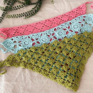Handmade Crochet Cotton Bandana Headband, Boho Triangle Hair Scarf