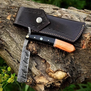 Handmade Damascus Steel Straight Razor – Premium Custom Shaving Razor, Professional Barber Tool, Luxury Grooming Blade, Groomsman Gift him