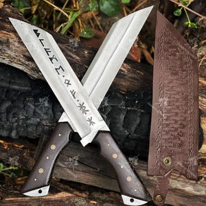 Hand forged Viking Seax Knife full tang Sharp Hunting Knife for Camping, gift for Men/ Women on Anniversary, Birthday or Wedding gifts